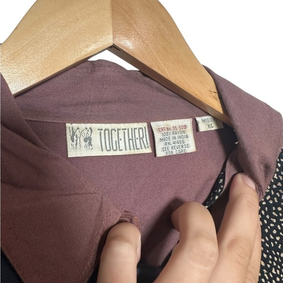 Vintage Patchwork Bohemian Button Up | Womens Size XL Whimsical Fall Long Sleeve - Picture 2 of 5